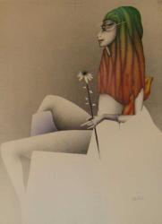 Frau mit Magerite by Paul Wunderlich