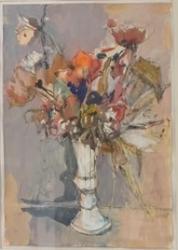 Blumen in weißer Vase by Eberhard Hückstädt